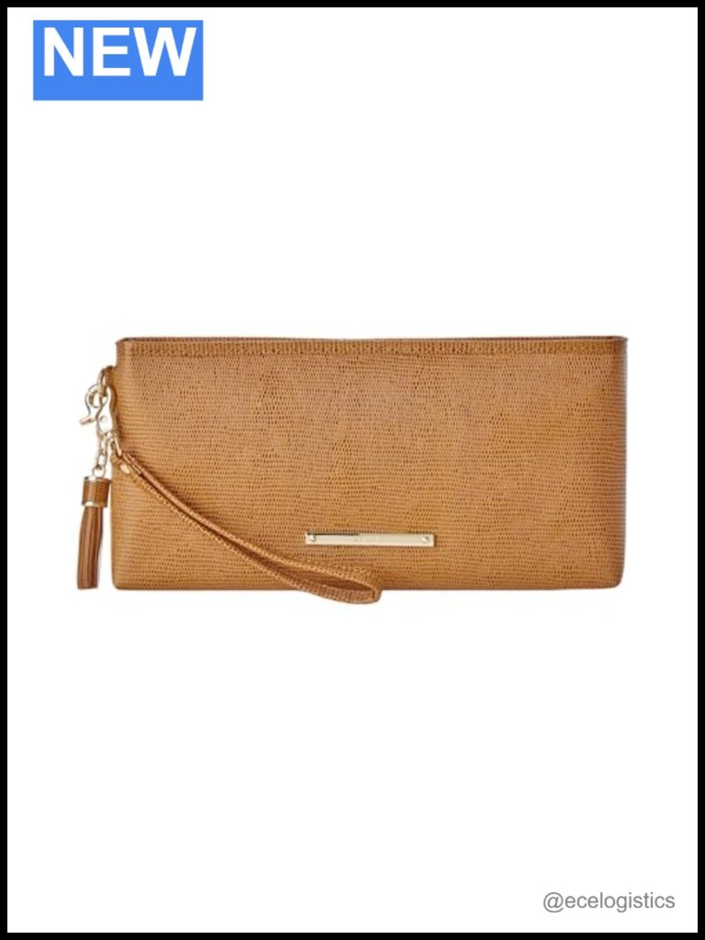 Genuine Leather Wristlet Clutch with Zip Closure and Removable Strap